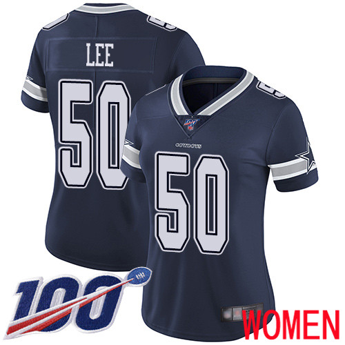 Women Dallas Cowboys Limited Navy Blue Sean Lee Home 50 100th Season Vapor Untouchable NFL Jersey